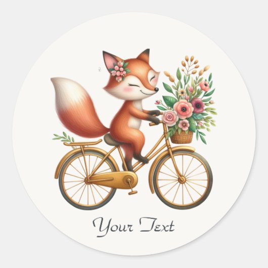 Floral Bicycle Fox Sticker (Voorkant)