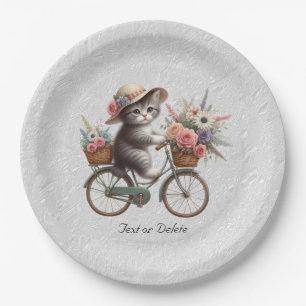 Floral Bicycle Kitten Papier Bord