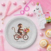 Floral Bicycle Monkey Paper Bord (Feest)