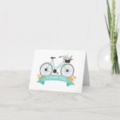 Floral Bicycle Pastel Chic Munt Hartelijk dank Bedankkaart (Voorkant)