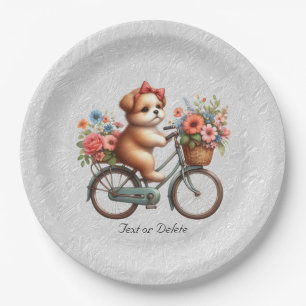 Floral Bicycle Puppy Paper Bord