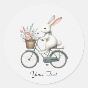 Floral Bicycle Rabbit Sticker