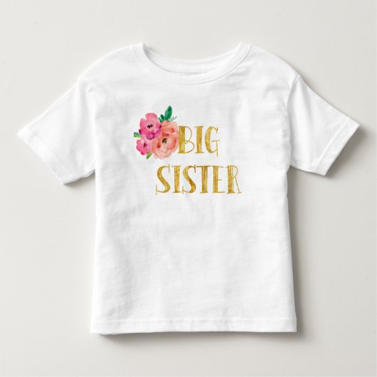 Floral Big Sister Shirt Gold Foil (Voorkant)