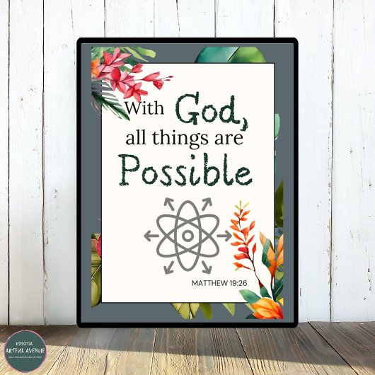Floral Bijbel vers met God Alle dingen zijn - Poster