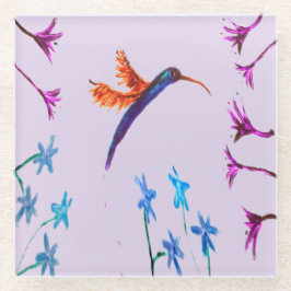 Floral Bird Art Hummingbird Glazen Onderzetter