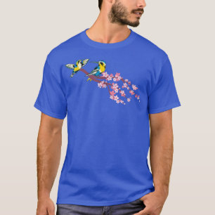 Floral Bird Dierenvriend Sakura Cherry Blossom Hum T-shirt