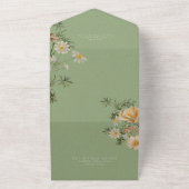  Floral & Bird Sage Green QR Code All In One Uitnodiging (Buitenkant)