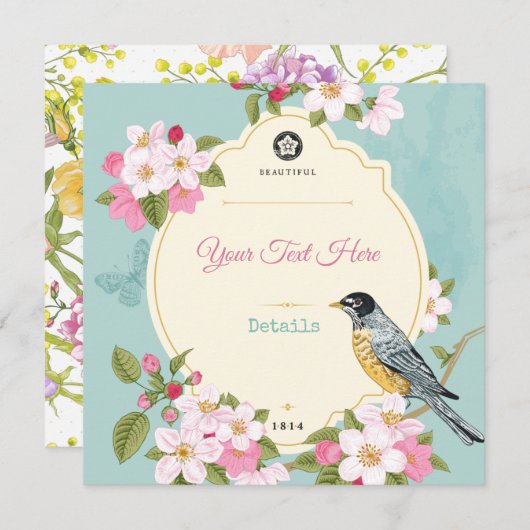 Floral/Bird Save the Date (Voorkant / Achterkant)