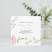 Floral Birds Baby shower Invitation Kaart (Staand voorkant)
