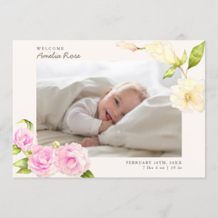 Floral Birth koninklijke Waterverf Elegant roze Kaart