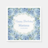 Floral Birthday Blue Hydrangeas Waterverf Servet (Voorkant)