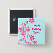 Floral Birthday Button (Voorkant /achterkant)