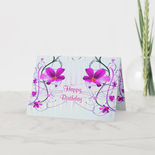 Floral Birthday Card Kaart (Voorkant)