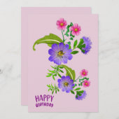 Floral Birthday Greetings Flat Kaart (Voorkant / Achterkant)