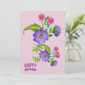 Floral Birthday Greetings Flat Kaart (Staand voorkant)