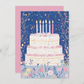  Floral Birthday Kaart (Voorkant / Achterkant)