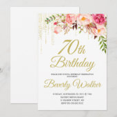 Floral Birthday Party 70th Birthday Invitation (Devant / Derrière)