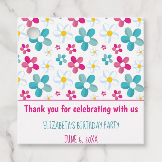 Floral Birthday Party Bedankjes Labels (Voorkant)
