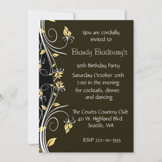 Floral Birthday Party Invitation Kaart (Voorkant)