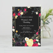 Floral Birthday Uitnodiging (Staand voorkant)