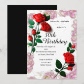 Floral Birthday Uitnodiging (Voorkant / Achterkant)