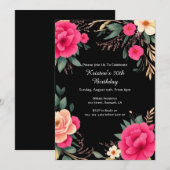 Floral Birthday Uitnodiging (Voorkant / Achterkant)