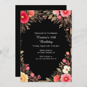 Floral Birthday Uitnodiging (Voorkant / Achterkant)