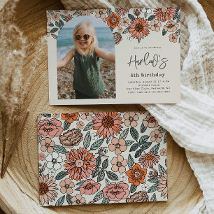 Floral Birthday Uitnodiging Beach Birthday