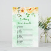 Floral Birthday Word Scramble Game (Staand voorkant)