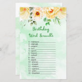 Floral Birthday Word Scramble Game (Voorkant / Achterkant)