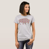 Floral Bison Flower Pattern American Buffalo T-shirt (Voorkant volledig)