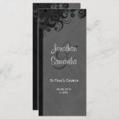 Floral Black and Grey Goth Programmes de mariage (Devant / Derrière)