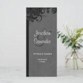 Floral Black and Grey Goth Programmes de mariage (Debout devant)