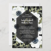 Floral Black and White Wedding Invitations (Voorkant)