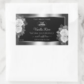 Floral Black Argent Étiquette blanc Roses Logo (Sac)