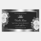 Floral Black Argent Étiquette blanc Roses Logo (Devant)