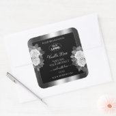 Floral Black Argent Étiquette blanc Roses Logo (Enveloppe)