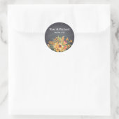  Floral Black Chalkboard Wedding Ronde Sticker (Tas)
