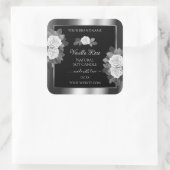Floral Black en Silver Product Labels White Roses (Tas)