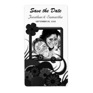 Floral Black en White bewaren de datumlabels voor Etiket