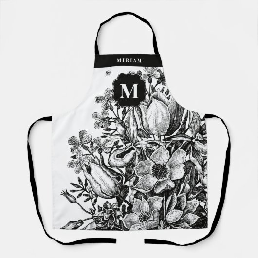 Floral Black en White Monogram Schort (Voorkant)