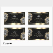 Floral Black Gold Argent Étiquette Logo Rose (Feuille)
