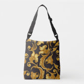 Floral Black Gold Crossbody Tas (Voorkant)