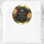 Floral Black Gold Shimmer Product Label Rozen Logo (Tas)