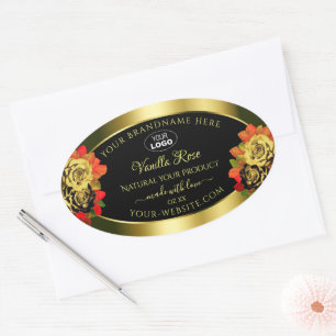 Floral Black Gold Shimmer Produit Étiquette Logo R