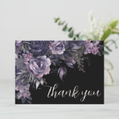 Floral Black Gothic Wedding Bedankkaart (Staand voorkant)