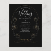 Floral Black Gothic Wedding Uitnodiging Briefkaart (Voorkant)