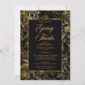  Floral Black | Goud Thanksgiving Kaart (Voorkant)