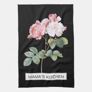 FLORAL Black Kitchen Towel Theedoek