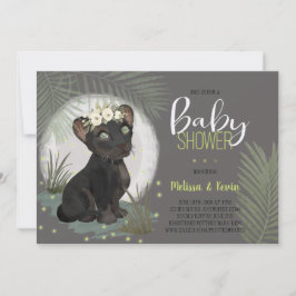 Floral Black Panther Oerwoud Baby shower Kaart
